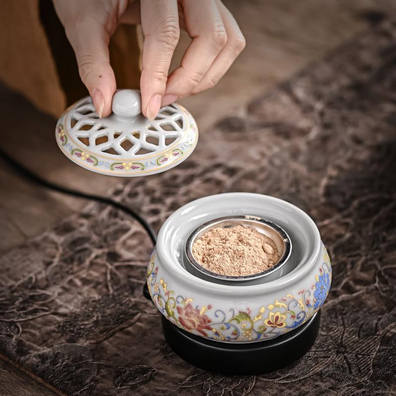 digital display electronic incense burner household timing thermostat incense burner plug-in enamel creative agarwood electric incense burner