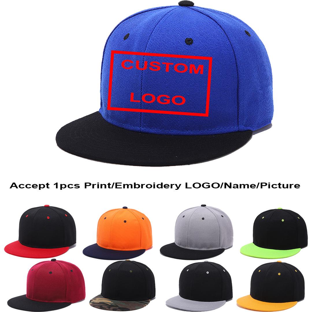 Hip Hop Hat Personalized DIY Peaked Cap Hip-Hop Cap Advertising Cap Embroidered Logo Flat Brim Baseball Cap Printable
