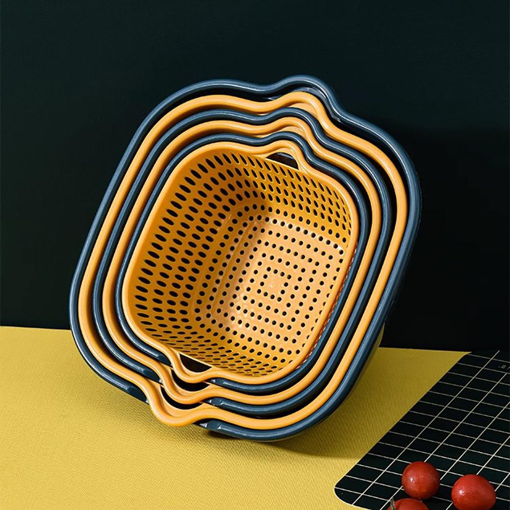 drain basket six-piece double-yer kitchen living room multi-functional fruit vegetables basin household two-yer dish washing basket washing basin