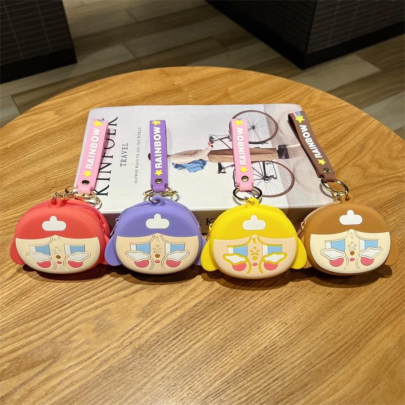 Creative Cartoon Crying Baby Coin Purse Keychain Cute Clumsy Girl Silicone Small Wallet Zipper Pouch Gift Wholesale
