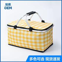 cross-border new arrival insulation picnic basket folding outdoor ice pack portable takeaway fast food bag portable picnic shopping basket