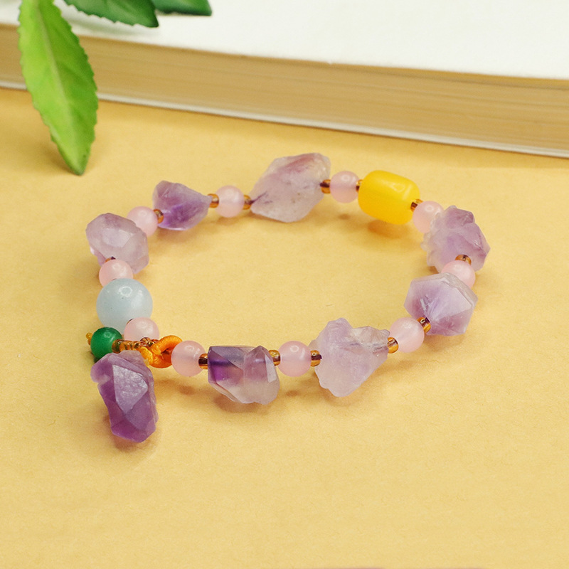 2024款网红爆款天然紫水晶离火蜜蜡彩宝幸运紫色好运手串