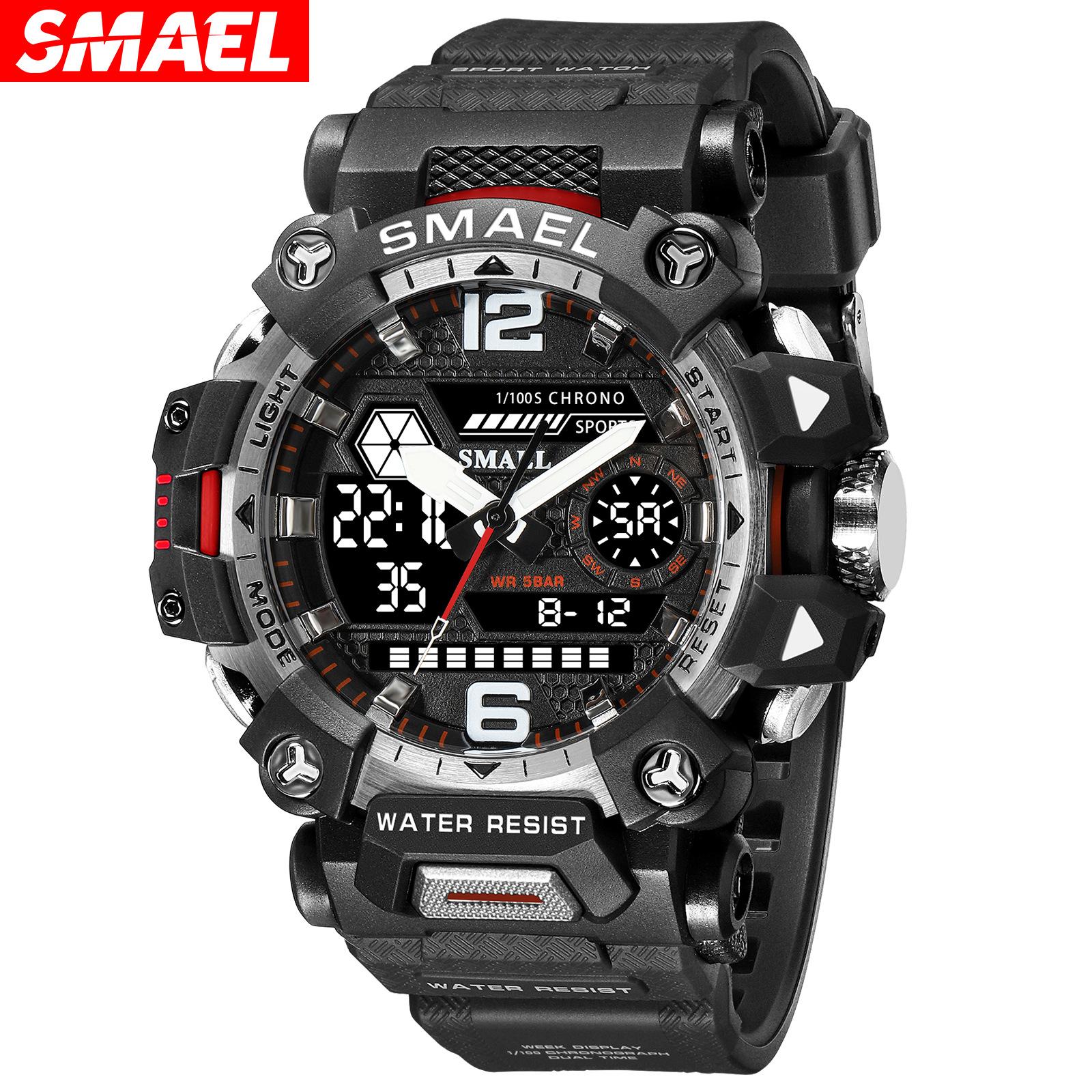 Smael Smael 2022 New Tactical Men's Alloy Military Style Watch Luminous Waterproof Outdoor Electronic Watch