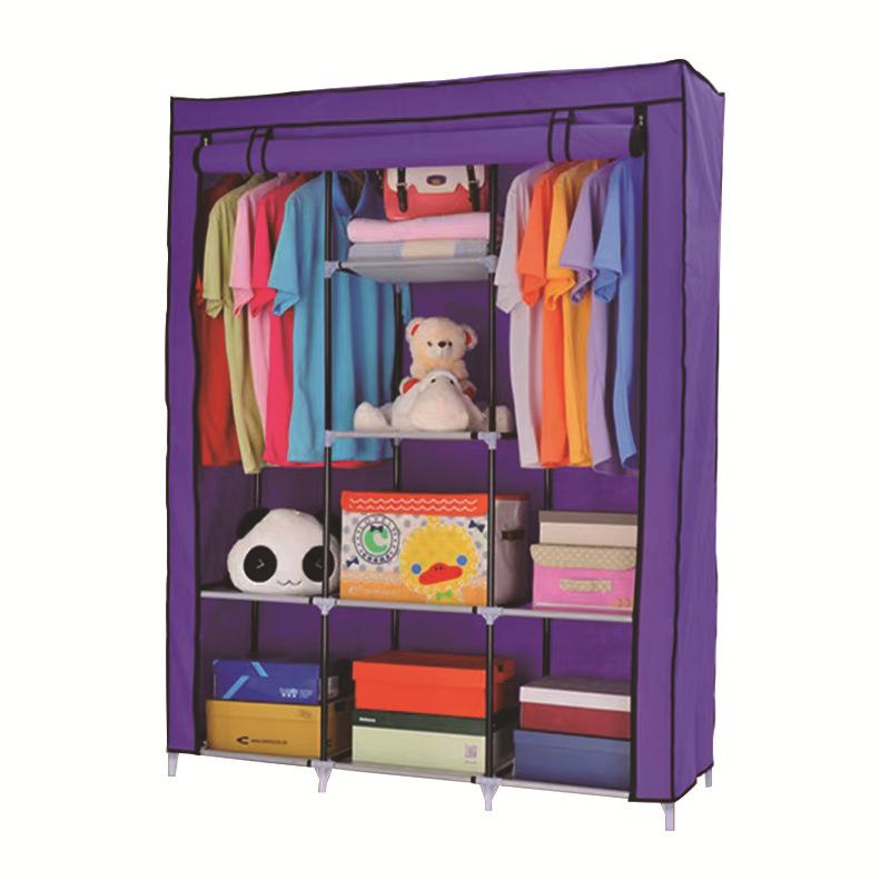 Simple Wardrobe Thickened Steel Pipe Component Wardrobe Foreign Trade Dustproof Storage Wardrobe Non-Woven Wardrobe