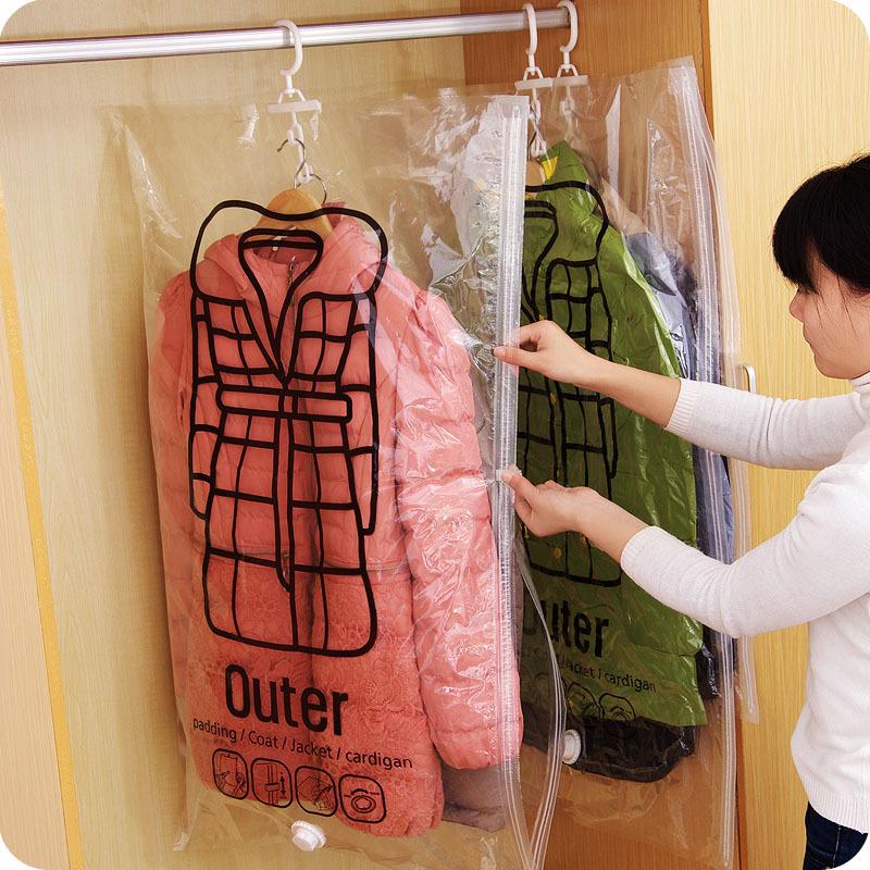 hanging quilt down jacket compression bag organizing folders vacuum bag large medium size collect clothes clothing storage bag Specification drawing