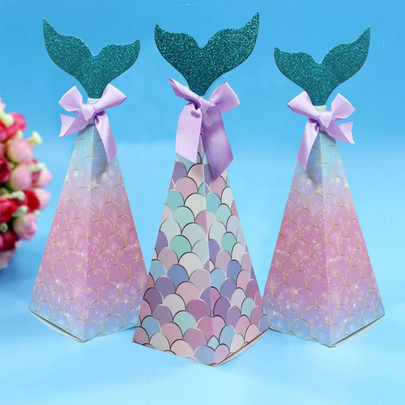 mermaid birthday party candy box children's birthday return paper packing box holiday wedding wedding candies box