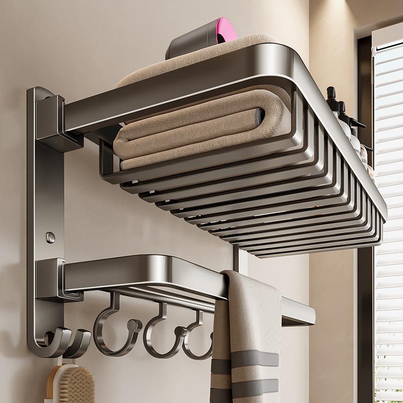 bath towel rack bathroom gun-free gray alumimum shelf integrated hanging towel rack toilet punch toilet storage rack