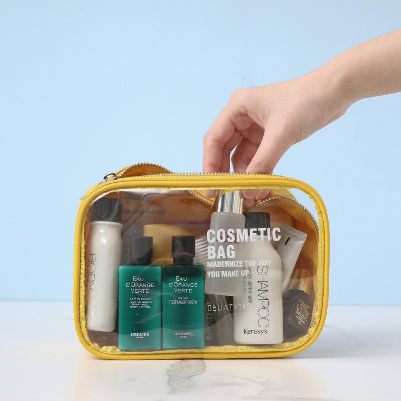 transparent pvc cosmetic bag waterproof travel wash bag sewing zipper pvc bag portable cosmetic storage bag customization