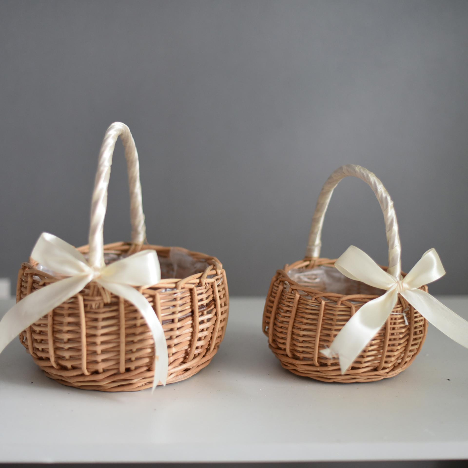 woven flower basket portable basket handmade natural artificial flower basket hand mixing ceremony flower arrangement basket bamboo rattan woven storage basket