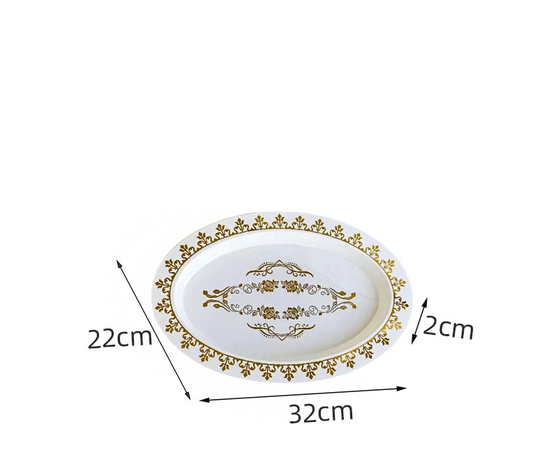 白色烫金蛋形北欧轻奢托盘跨境商用外贸直供茶盘果盘茶盘放水杯盘 详情图2