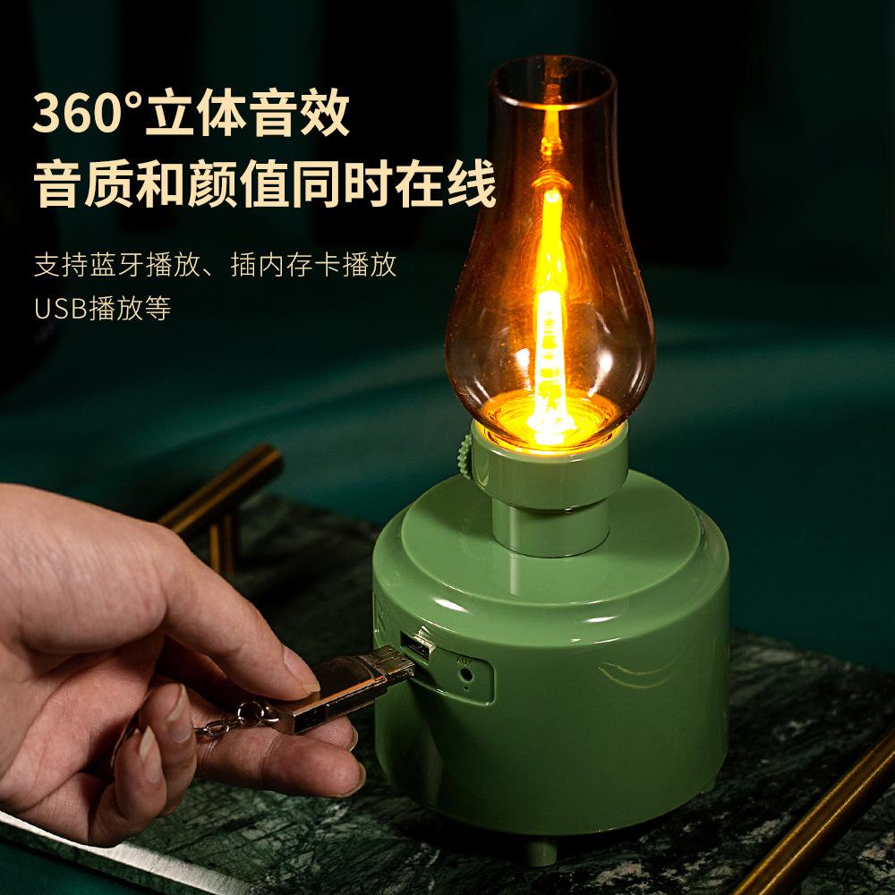 2023 new kerosene lamp bluetooth speaker fm wireless card outdoor campsite retro audio cross-border foreign trade details Picture
