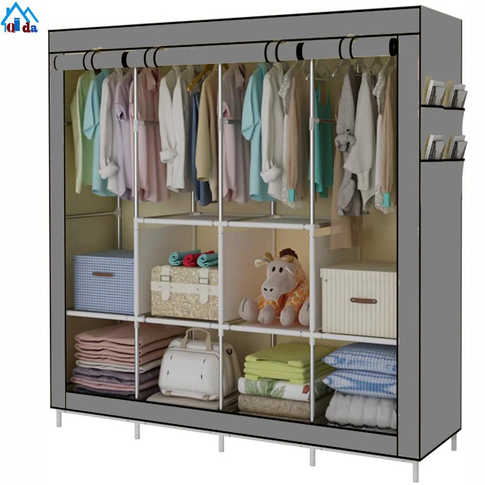Simple Wardrobe Single Dormitory Modern Simple Assembly Cloth Hanger Made of Cloth Economical Simple Non-Woven Fabric Wardrobe Storage Cabinet