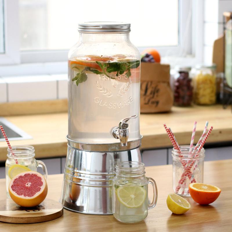 cross-border glass juice can with faucet wine fermentation jar beverage barrel home-brewed wine jar kitchen supplies sealed glass jar