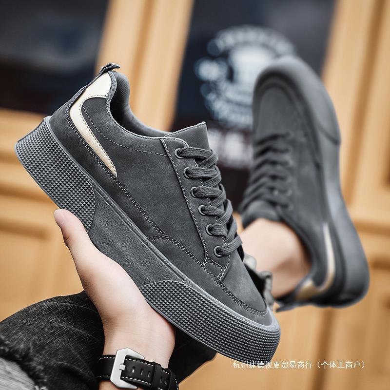 men's shoes 2023 new black board shoes work casual leather shoes men's non-slip men's sports safety shoes spring and autumn full figure