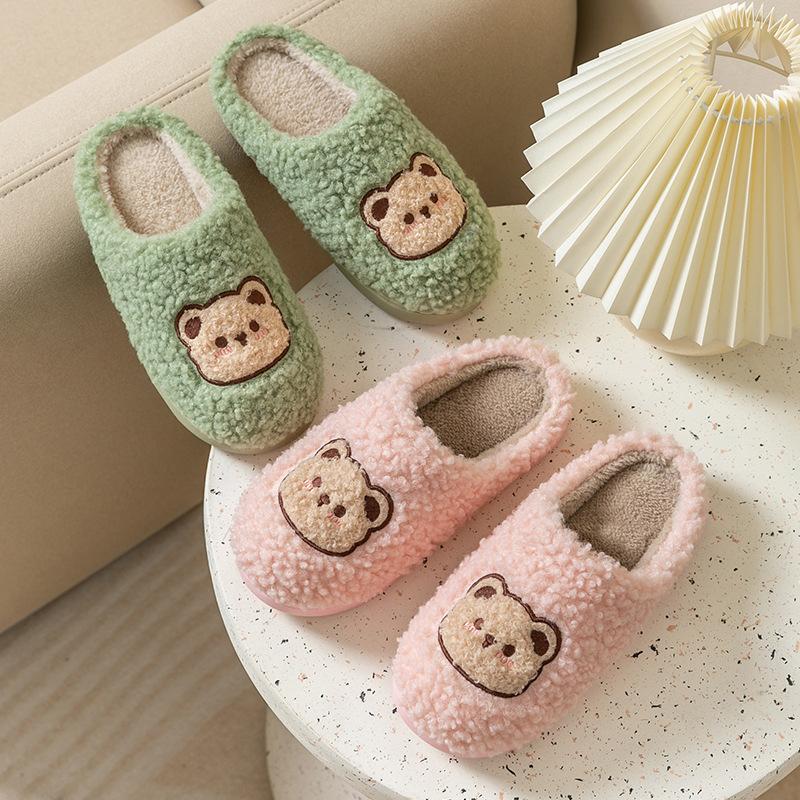 litani cotton slippers men's winter cute indoor fluffy shoes warm non-slip household fleece-lined slippers women wholesale Specification drawing