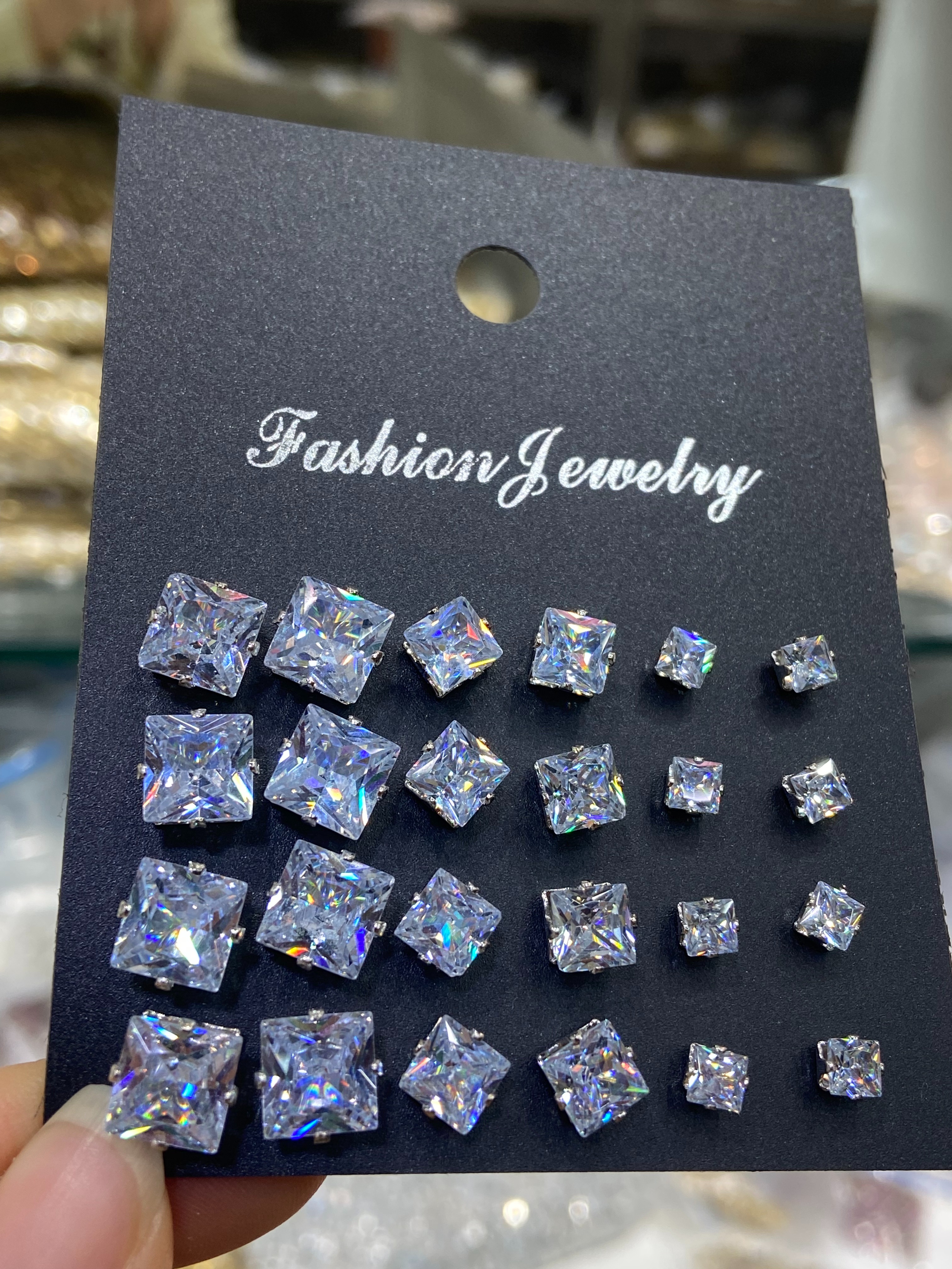 E-commerce bestseller square ear stud set, silver ear bone stud manufacturer wholesale accessories, earrings, ear stud creative accessories Specification image