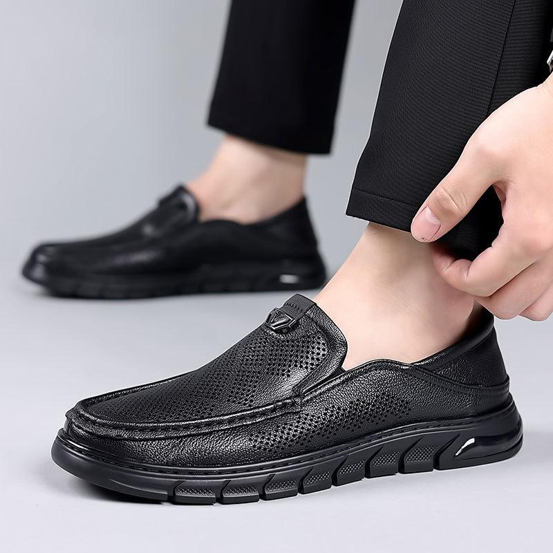 summer men's shoes slip-on sheepskin hollow-out breathable shoes men's casual leather shoes men's leather soft bottom hole shoes driving Application Scenario