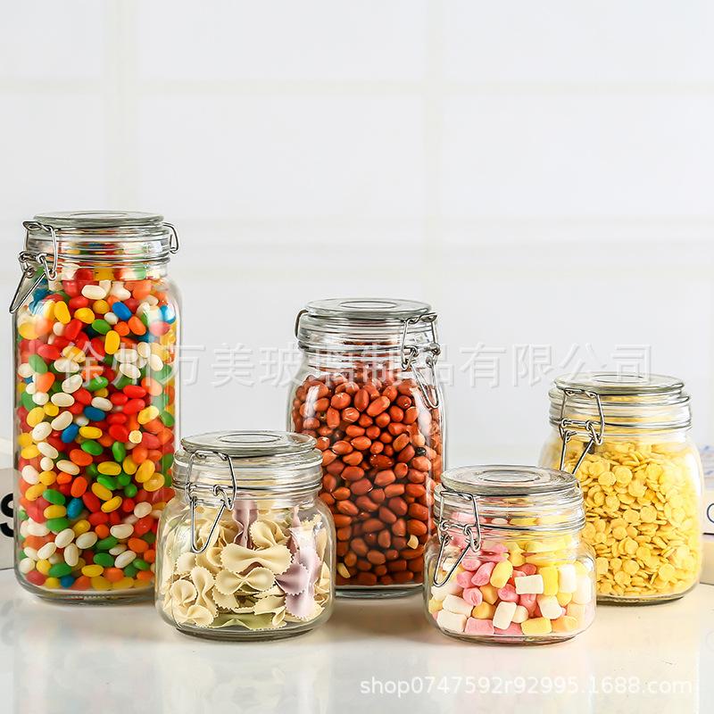buckle glass jar dried fruit tea bottle kimchi jar storage bottle transparent honey pot pickles bottles glass sealed jar