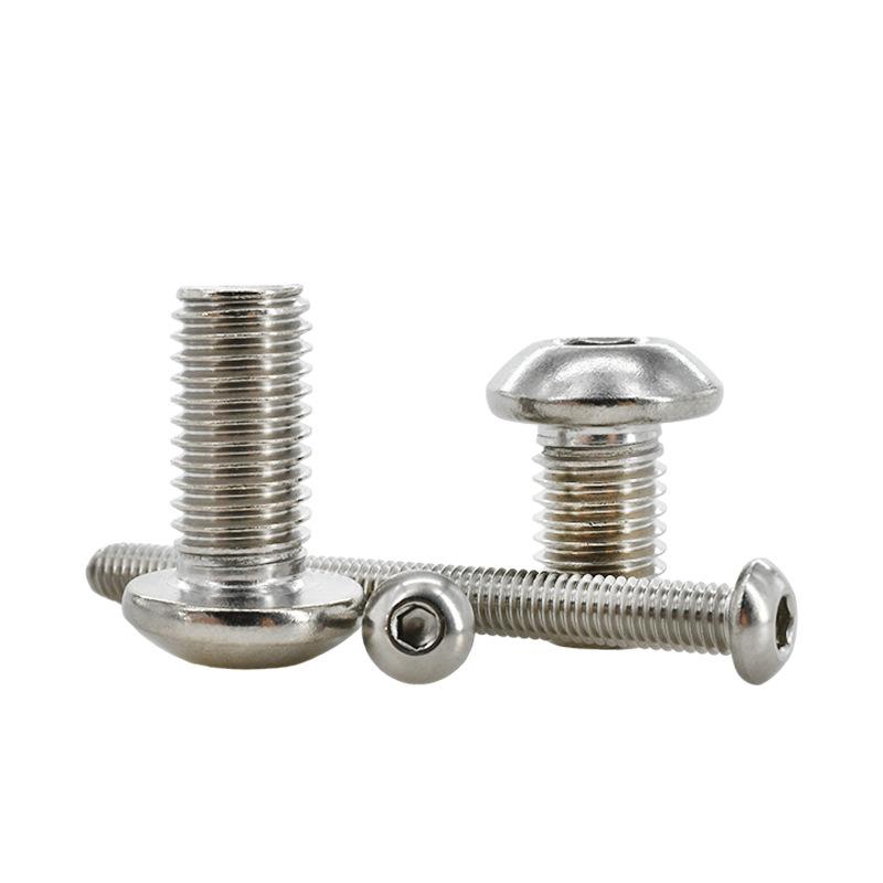 304 stainless steel hexagon socket screw with pan head mushroom screw yuan cup screw m2-m6 round head hexagon socket head cap screw Item Picture