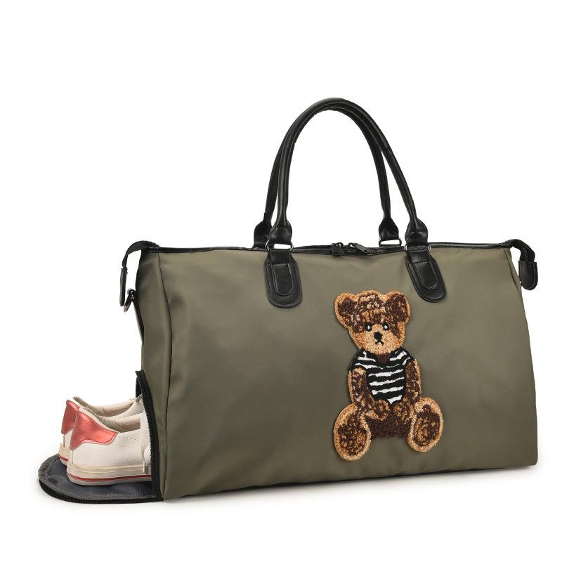 new bear gym bag portable dry wet separation shoe warehouse luggage bag large capacity oxford cloth out travel bag