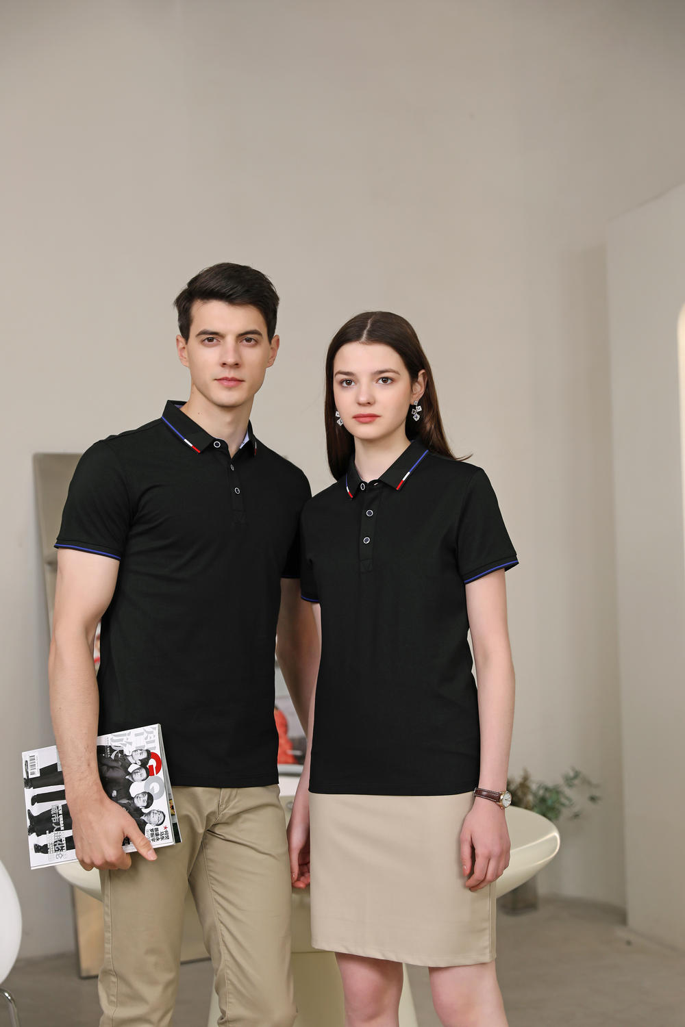 New loose and comfortable ice silk cotton short-sleeved lapel polo shirt DX-22167