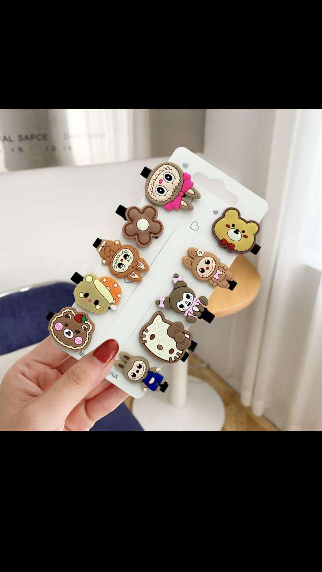 Oubei Bear Children's cartoon flowing sand bb hair clips, girl princess hair accessories, cute cartoon hair clips and hairpins that don't damage hair detail image 6