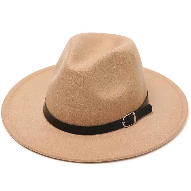 2020 New Autumn and Winter Versatile Casual Fedora Hat European and American Retro Tapered Big Brim Woolen Ladies Fedora Hat