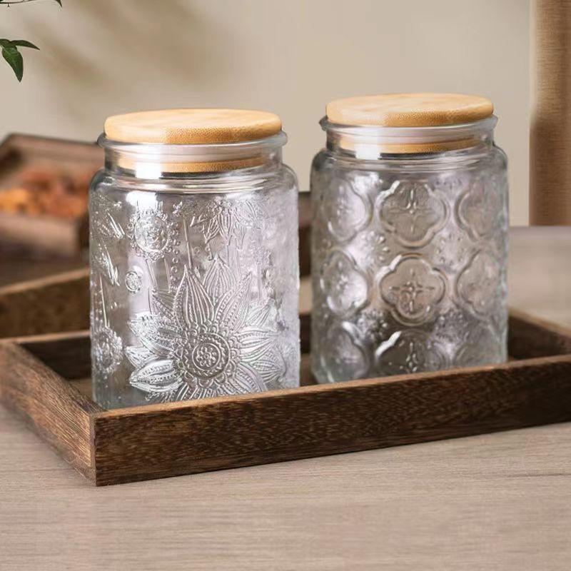 glass jar wholesale and retail glass sealed can bamboo glass bottle storage jar storage tank tea storage tank