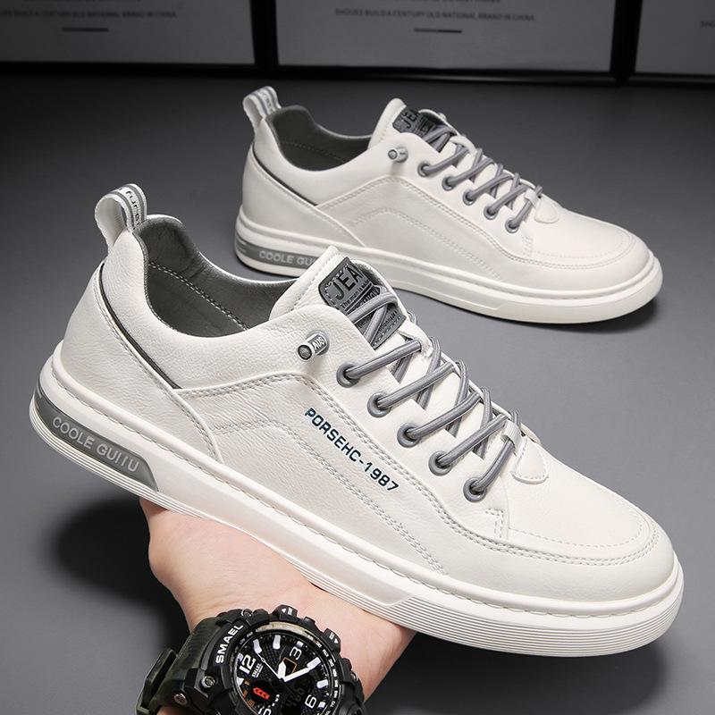 men's shoes 2024 new summer men's casual leather shoes korean fashion all-matching fashionable sports shoes men's easy wear borad shoe full figure