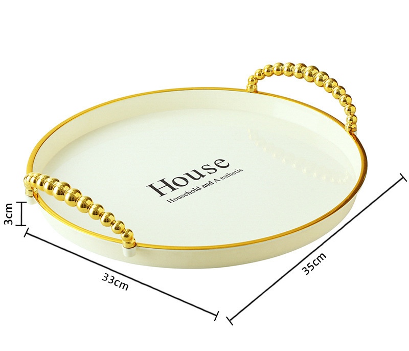 Light luxury tray, ins style, round restaurant tea tray, coffee table, cup, tea cup, water cup, home use detail image 3