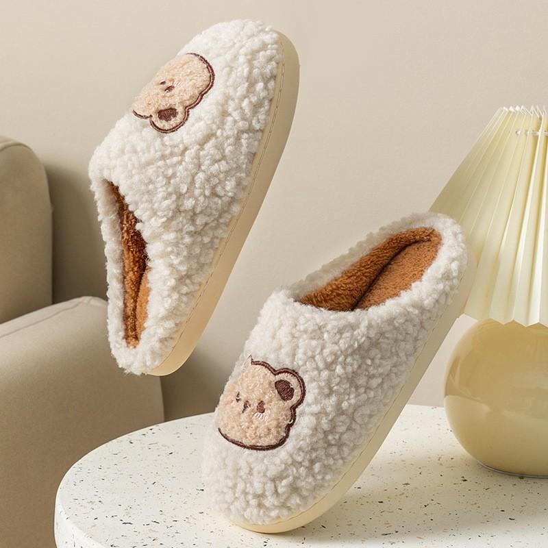 litani cotton slippers men's winter cute indoor fluffy shoes warm non-slip household fleece-lined slippers women wholesale full figure