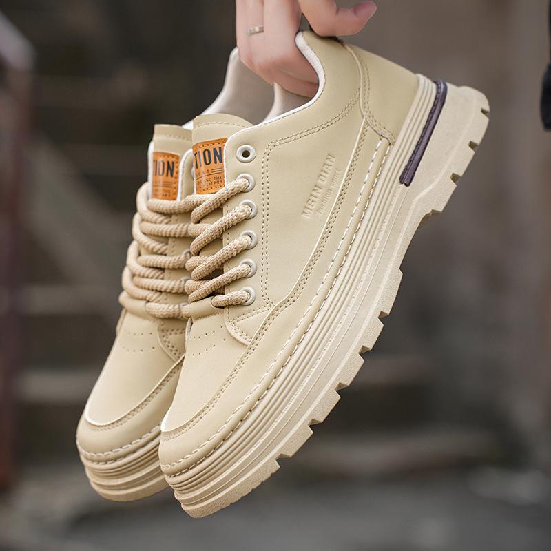autumn men's shoes new martin boots men's trendy all-match platform leather shoes white shoes sports casual borad shoes trendy shoes