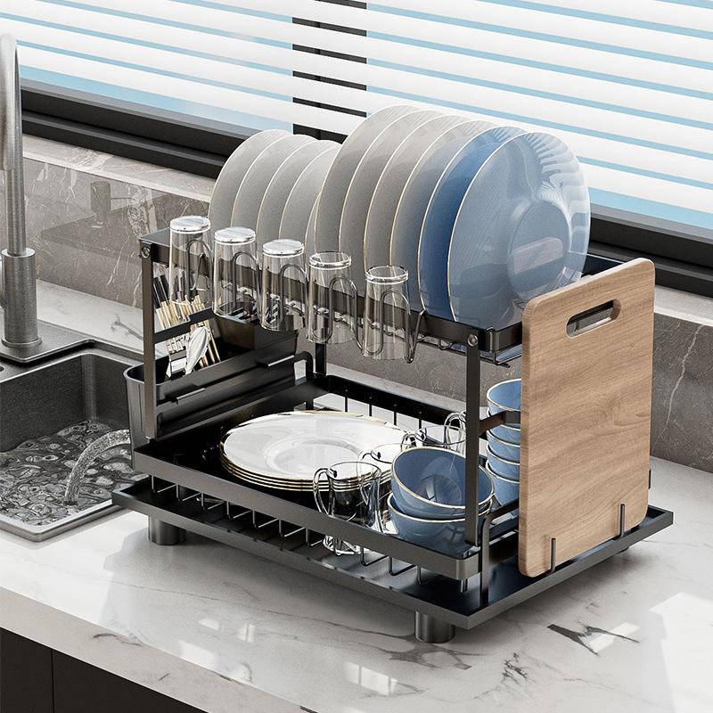 cross-border amazon kitchen dish rack plate rack countertop multi-functional dish rack cabinet tableware storage draining rack