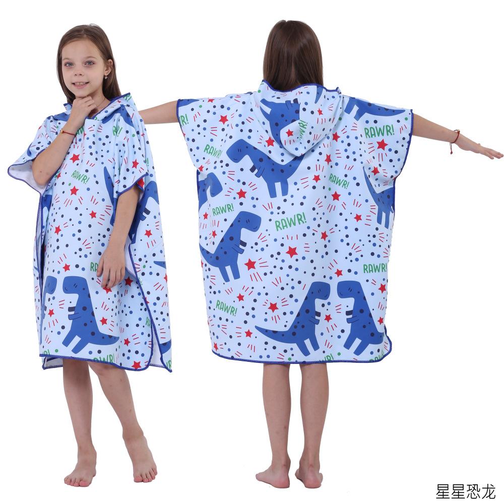children's printed changing bathrobe portable wearable beach towel beach cloak Specification drawing
