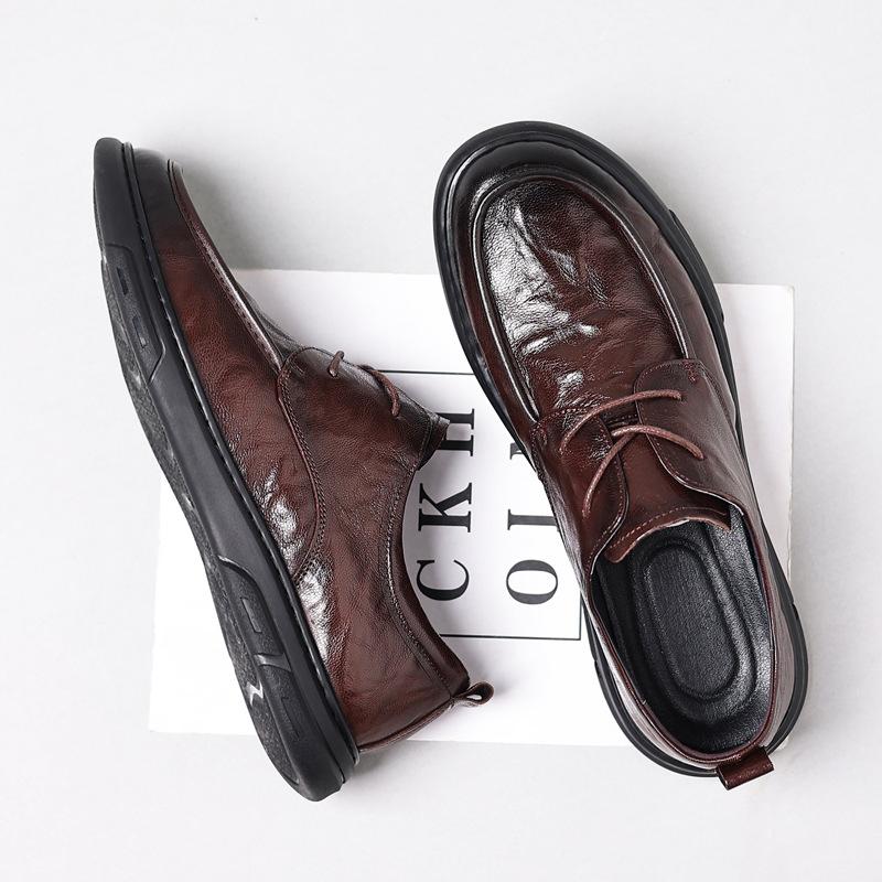 Spring New Men's Leather Shoes Breathable Non-Slip British Men's Fashion Shoes Genuine Leather Made Korean Soft Leather Men's Shoes Casual Wholesale details Picture