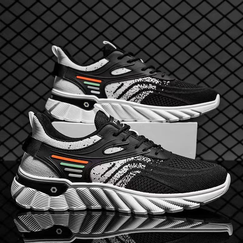 summer men's shoes mesh flying woven white sports travel 2024 new leisure non-slip all-matching running daddy tide shoes Specification drawing