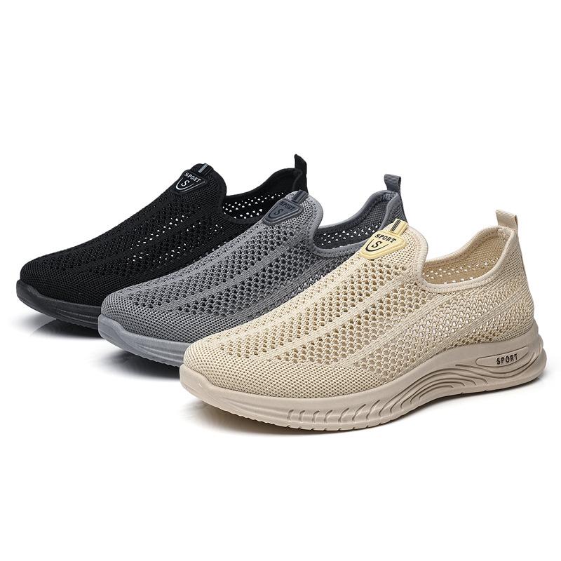 factory direct sales summer new middle-aged and elderly men's casual breathable flying woven non-slip old beijing casual and comfortable shoes Item Picture