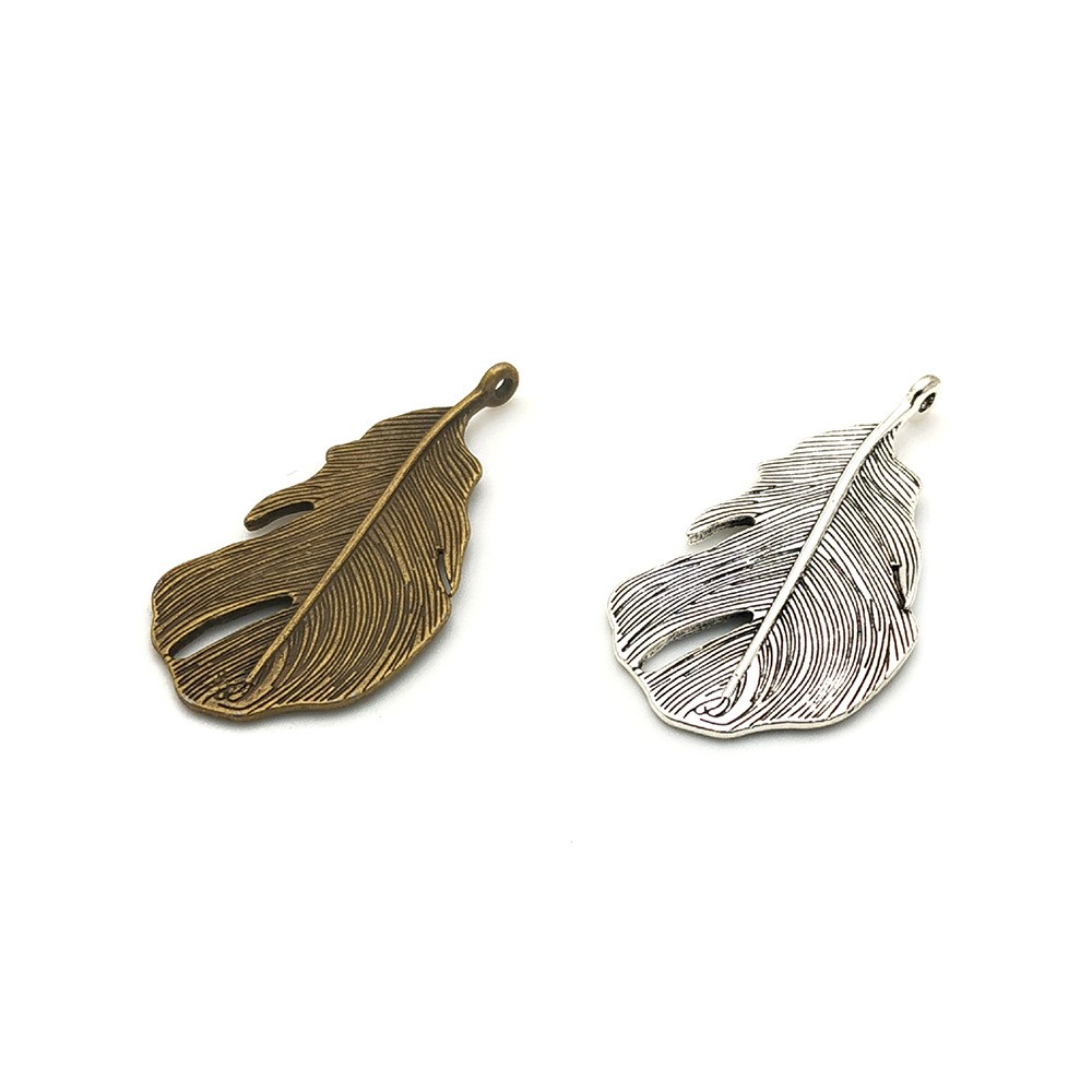 diy handmade retro feather necklace, leaf pendant, alloy accessory Y2560 Specification image