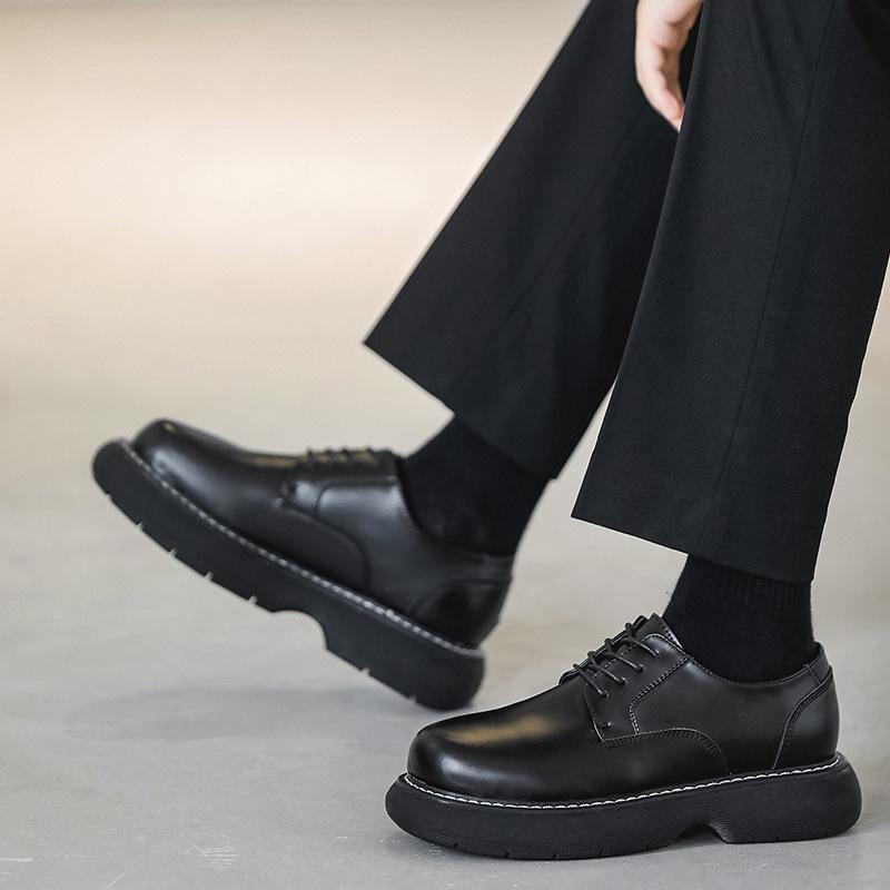 ins big head leather shoes men's fashion summer casual thick bottom spring and summer new leather shoes men's round toe vintage Application Scenario