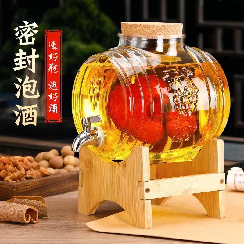 glass wine fermentation jar with faucet sealed household glass jar thickened wine jar dedicated health care ginseng wine earthen jar