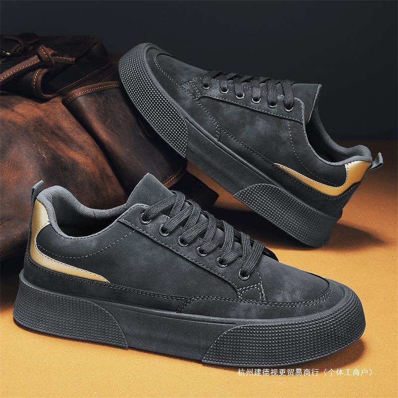 men's shoes 2023 new black board shoes work casual leather shoes men's non-slip men's sports safety shoes spring and autumn Application Scenario