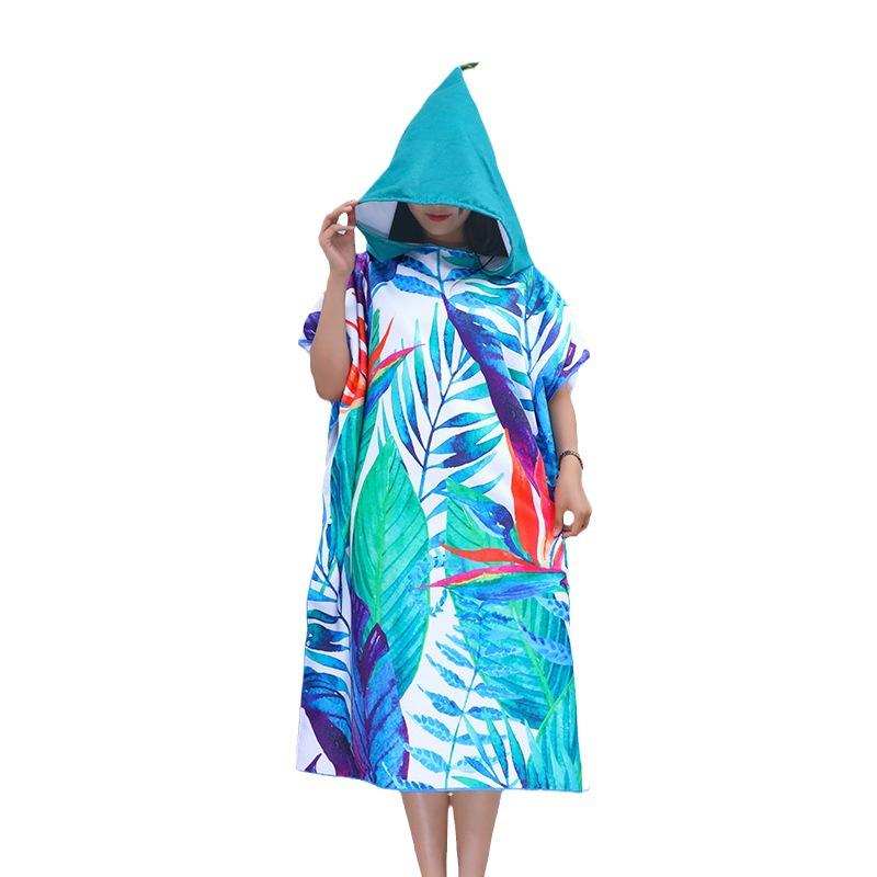 adult cloak bathrobe microfiber digital printing beach towel swimming quick-drying sun protection wearable hooded large bath towel Item Picture