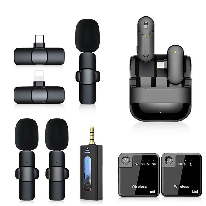 new wireless microphone one-to-two collar clip mobile live streaming device bluetooth sound recording microphone wireless neckline clip microphone