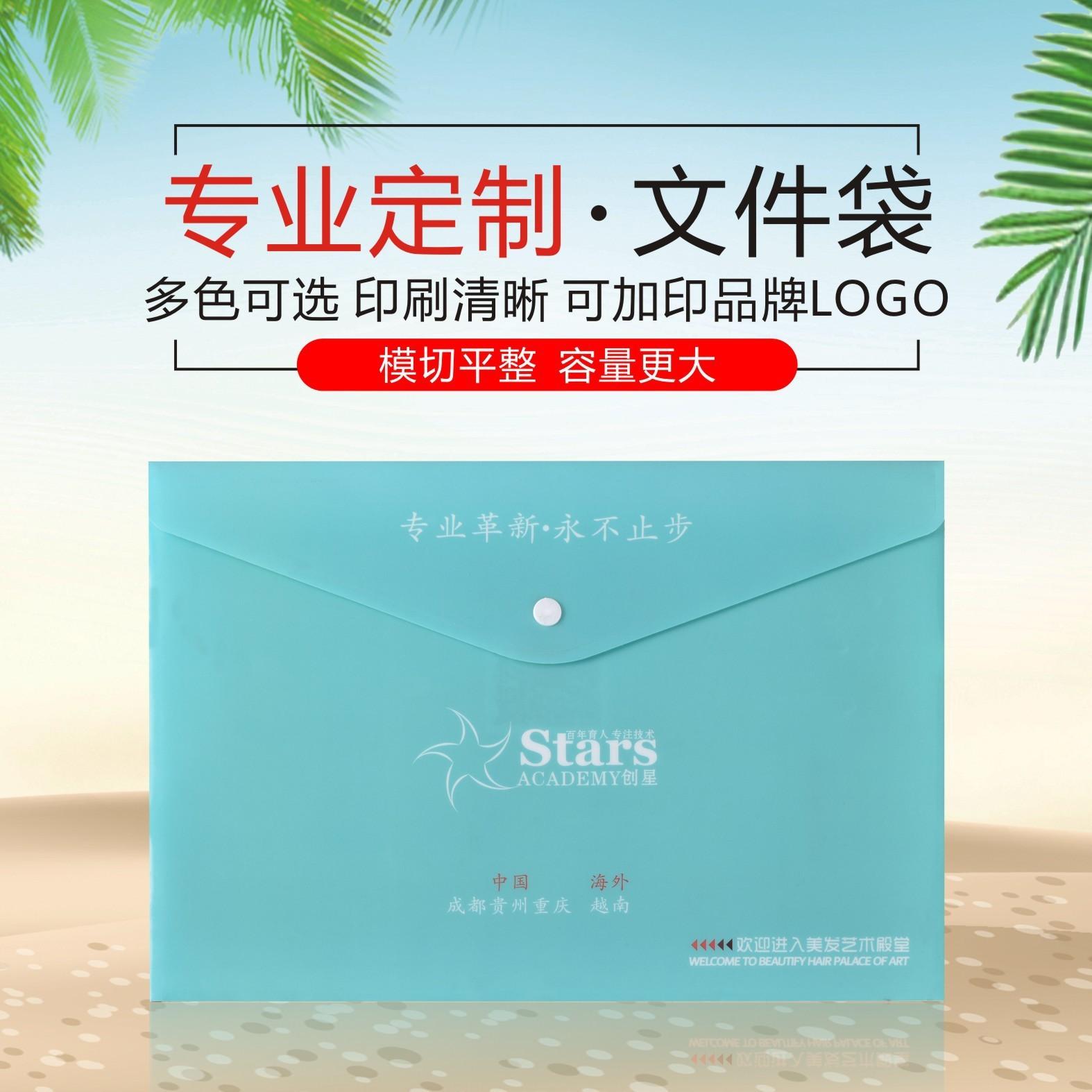 customized pvc hidden hook file bag plastic pp transparent file bag a4 snap button pp student information bag file bag set