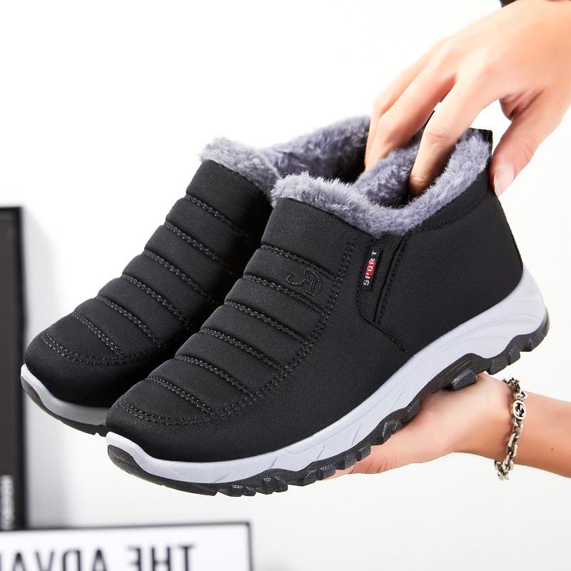 cotton-padded shoes men's winter new fleece-lined thick snow boots middle-aged and elderly men's shoes short boots warm old beijing shoes full figure