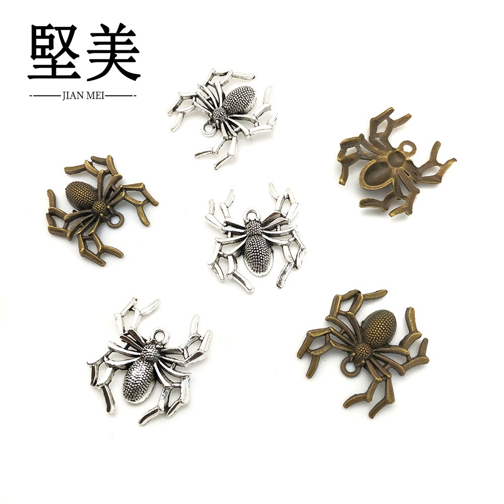 diy手工恐怖动物大蜘蛛项链吊坠挂件合金配件Y4645