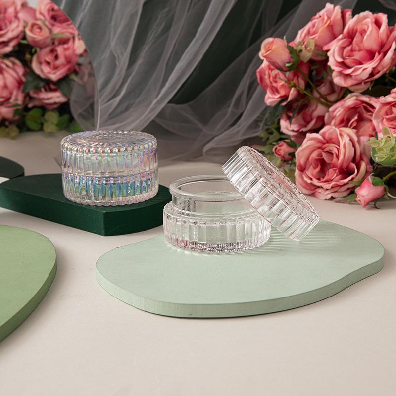colorful transparent glass jar with lid vertical stripes glass storage box crystal glass jar jewelry storage jar