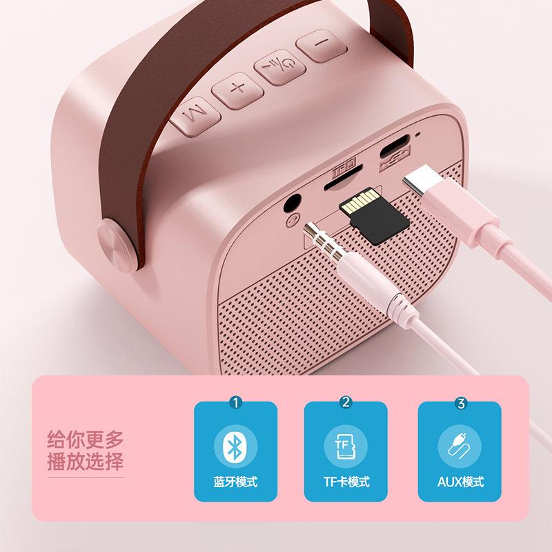 bluetooth speaker microphone integrated music outdoor live broadcast home children karaoke with microphone portable small speaker details Picture