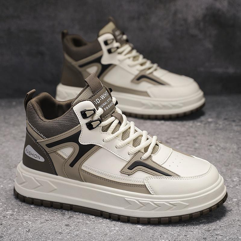 2024 autumn and winter new four seasons high-top teen board shoes leather men's shoes fashion all-match fashion shoes live hot Application Scenario