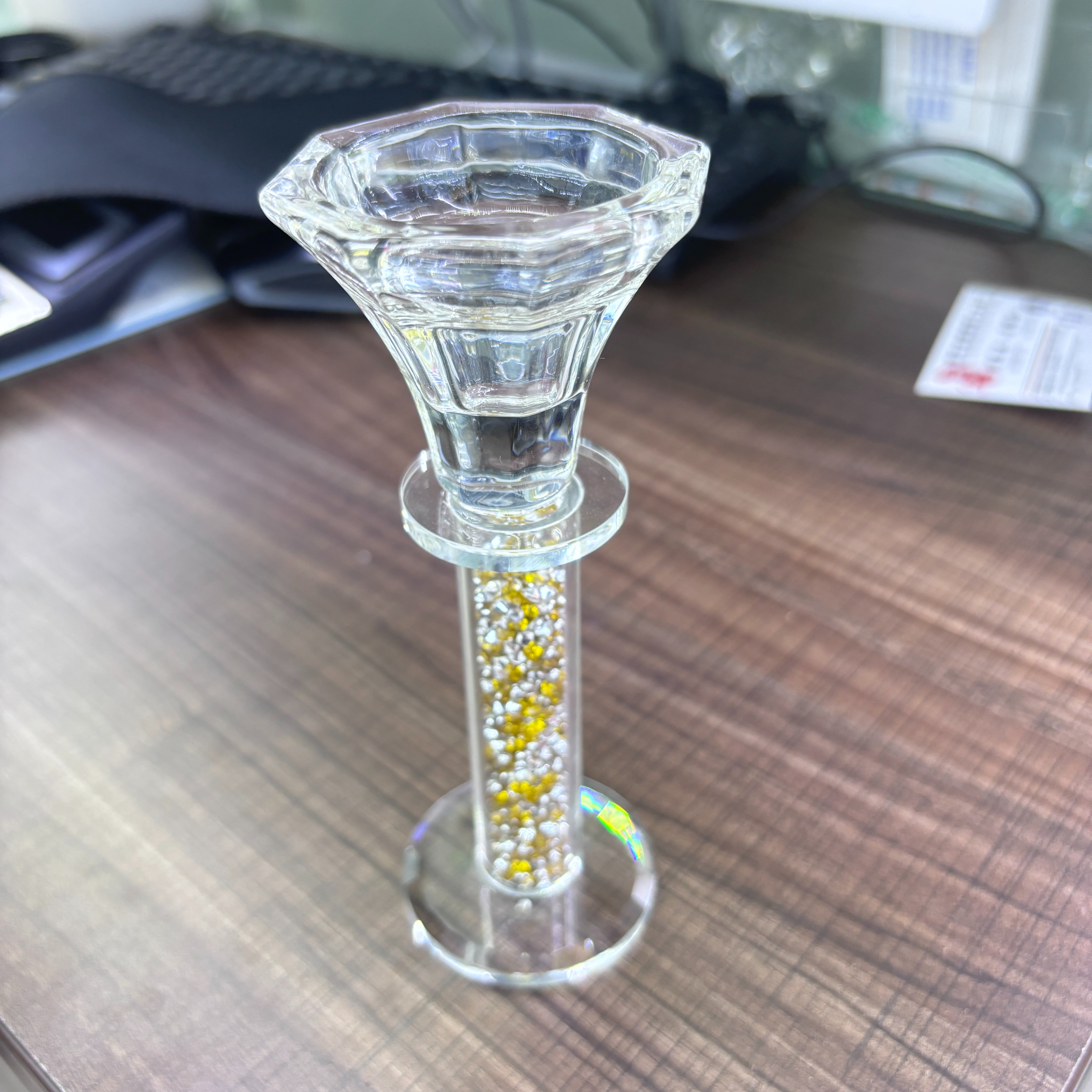European-style crystal diamond high-footed glass candlestick, classic wax table, Western restaurant table, wedding decoration prop candlestick Specification image